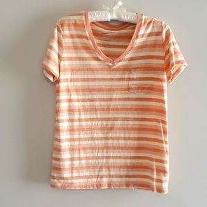 Universal Thread Orange and Cream V-neck Tee